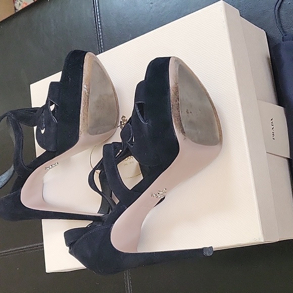 Prada Suede Heeed Platform Sandals size 40 - Picture 4 of 5